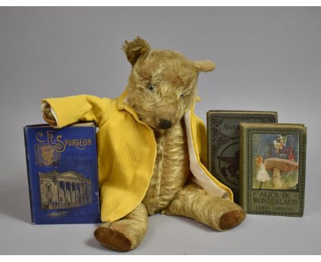 A Vintage Plush Teddy Bear, Together with Three Vintage Books, Alice in Wonderland, Nature Myths and C H Spurgeon 