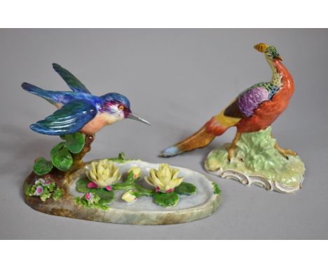 A Dresden Pheasant and Crown Kingfisher Ornament 