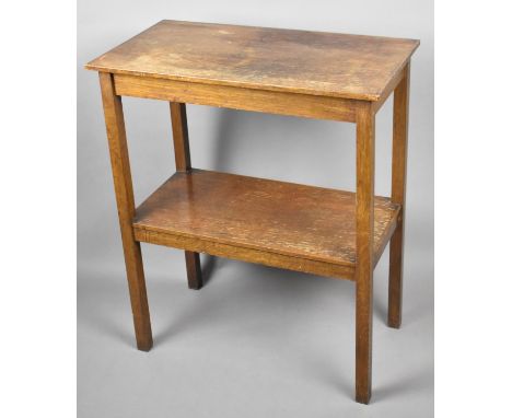 An Edwardian Oak Rectangular Occasional Table with Stretcher Shelf, 68cm wide 