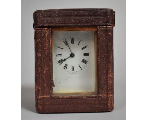 A Cased Edwardian French Brass Carriage Clock, Working Order, 10.5cms High 