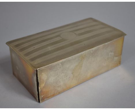 A Silver Cigarette Box with Engine Turned Decoration to Lid, 16cm Wide 