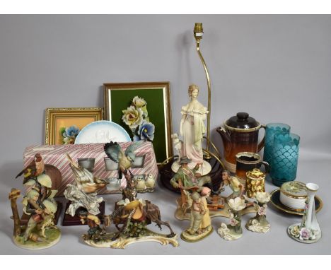 A Collection of Various Items to Include Continental Ornaments, Figural Table Lamp etc 