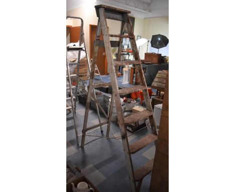 A Vintage Set of Six Step Stepladders 