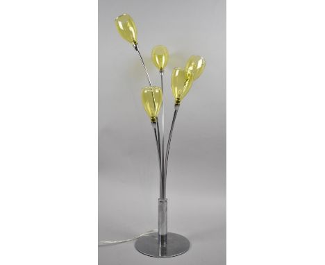 A Modern Five Branch Chrome Based Table Lamp, 63cm High 