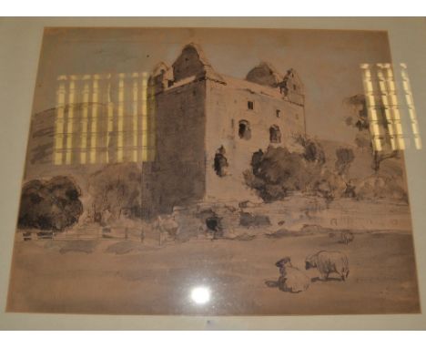 Denys George Wells (20th century) 
Normandy Castle
signed, pen and ink sketch
