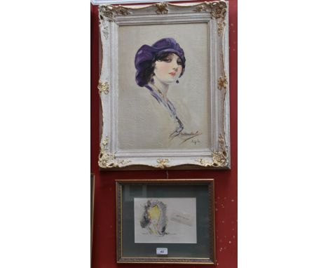 William H. Barribal (British, 1873-1956)  (PLEASE NOTE THIS IS A PRINT AMENDED ESTIMATE £40 - £50)The Purple Hat, print, 44cm