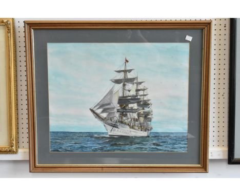 W Gomme  Seascape with Clipper, Sorlandet signed, watercolour