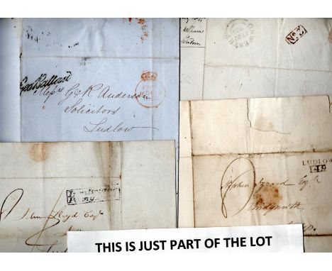 Postal History, Shropshire mainly Ludlow, pre-stamp (21); 1d reds (11); Skeleton code 3 of 1849 (8), 1852 circular type skele