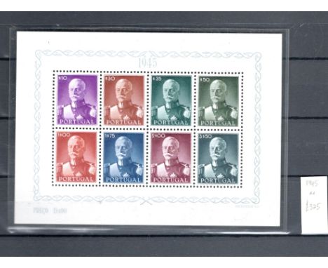 Portugal 1945 Carmone m/sheet fine MUH SG MS 984a Cat £325. Desirable item.                             