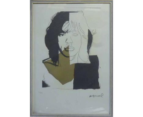 ANDY WARHOL 'Mick Jagger', lithograph, from Leo Castelli gallery, stamped on reverse, edited by G. Israeli on Arches paper, n