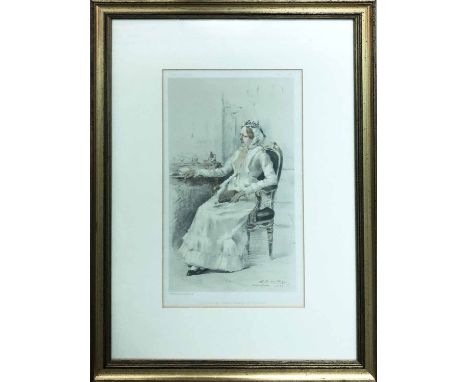 THEOBALD CHARTRAN (1849-1907) 'Her Grace the Dowager of Cleveland', lithograph, 20cm x 34cm, framed.