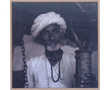 'Portrait of a Man from Rajasthan', photograph, signed and numbered, 77cm x 77cm, framed.