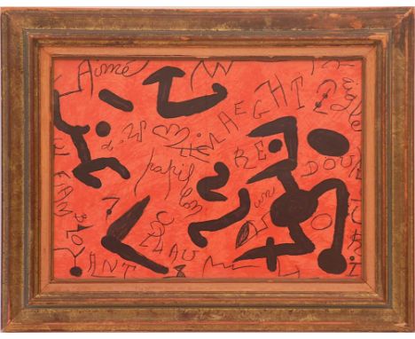 JOAN MIRO 'Untitled (Hommage a Maeght)', 1982, lithograph printed by Maeght, 38cm x 53cm, glazed and framed.