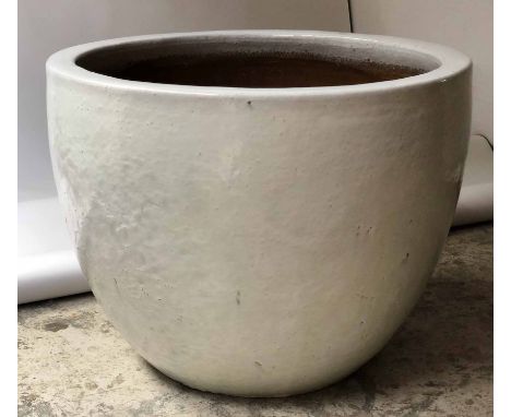 PLANTER, circular large proportioned grey glazed ceramic, 90cm diam x 72cm H.