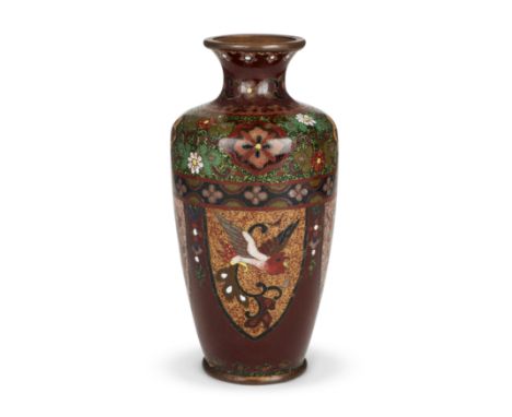 A small Japanese cloisonné-enamel Namikawa-style baluster vaseMeiji eraDecorated in the style of the famous workshop with flo