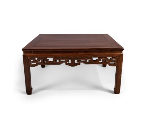 A large Chinese hongmu square low tableRepublic periodWith square inset floating panel above a bevelled edge and recessed wai