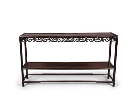 A large and impressive Chinese hongmu tall narrow tableQing dynasty, 19th centuryThe rectangular top with recessed central pa