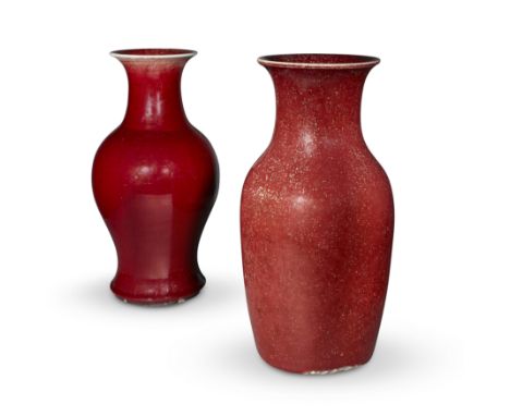 Two Chinese flamblé-glazed baluster vasesQing dynasty, 19th centuryThe first with a flared neck over a cylindrical body, cove