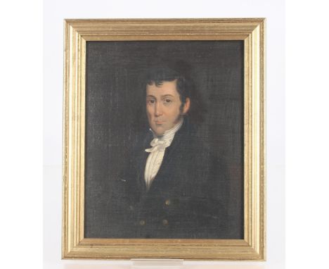 19th Century school, half length portrait study of a gentleman, unsigned oil on canvas