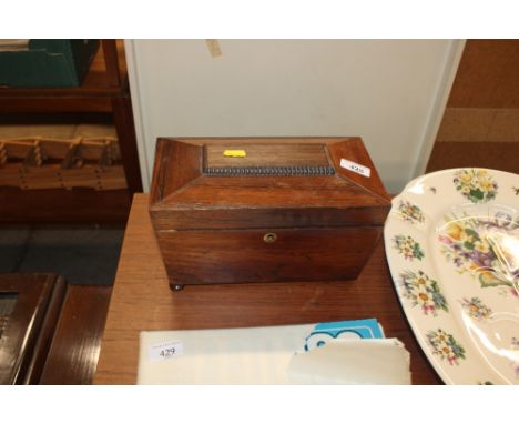 A Victorian rosewood sarcophagus shaped tea caddy AF