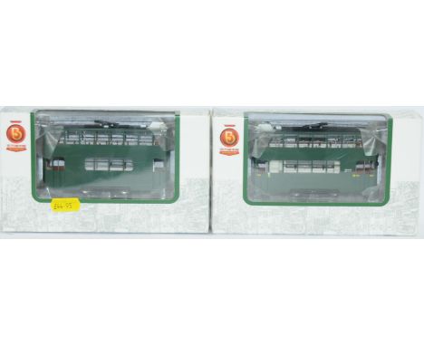 Bachmann a boxed pair of Hong Kong Trams comprising of 2x CE00605 Standard Green Trams. Conditions are generally Near Mint in