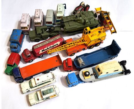 Dinky Toys &amp; Corgi, an unboxed Commercial/Military/Emergency group to include Dinky Supertoys 660 Tank Transporter comple