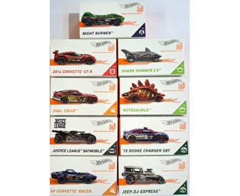 Mattel Hotwheels id Series 1, a boxed group to include Night Burner (03/05) "Moving Forward", 2014 Corvette C7.R (02/05) "Spe
