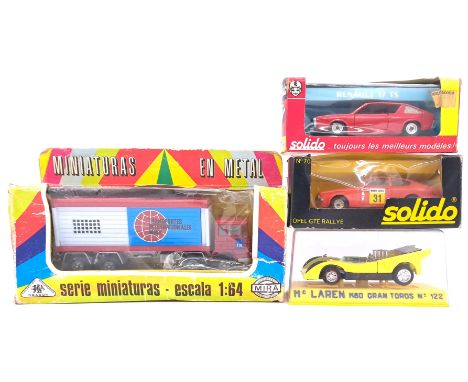 Mira, Joal &amp; Solido, a boxed Continental group (Spain/France) to include Solido No.70 Opel GTE Rallye in Orange with raci