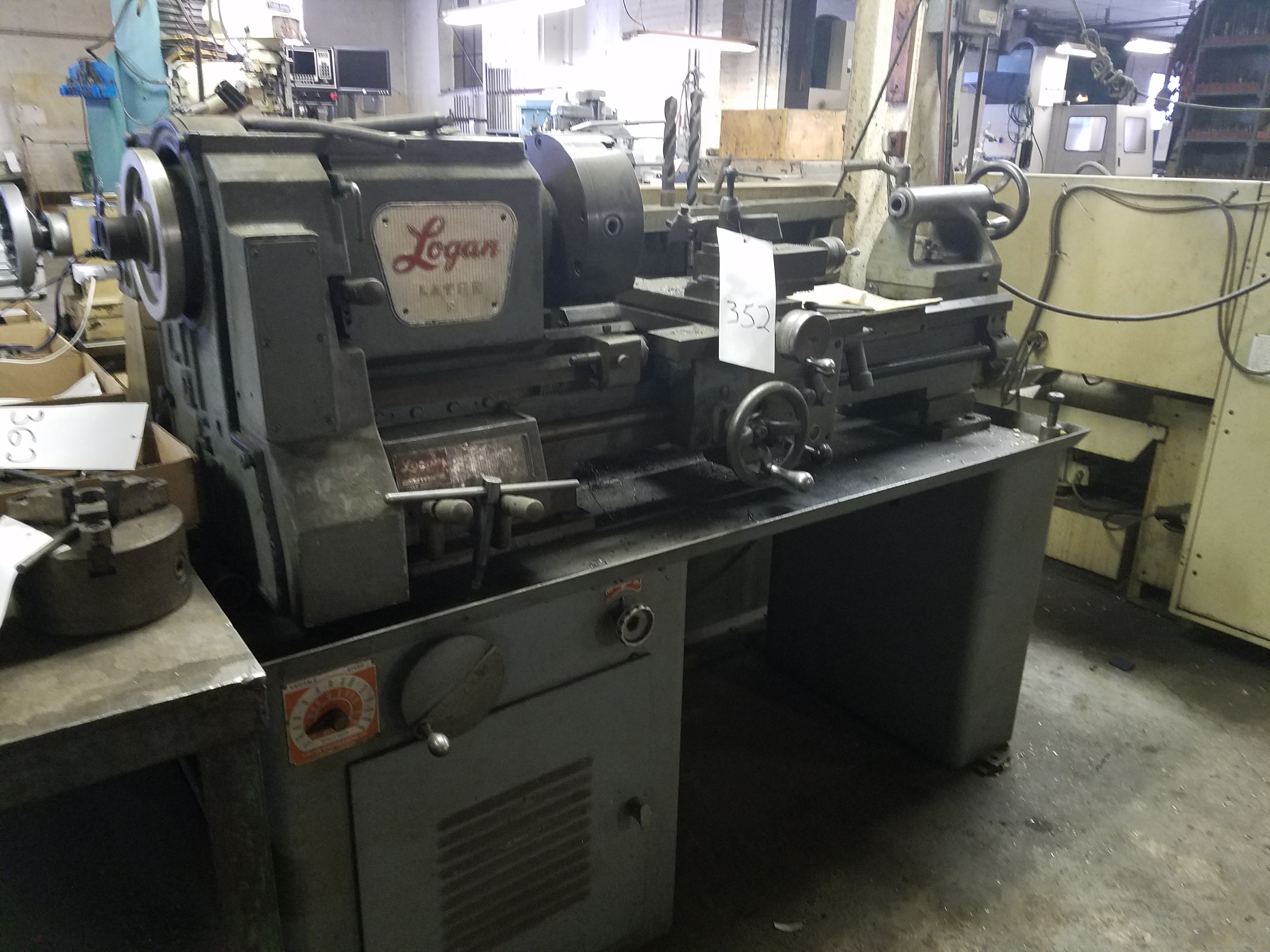 LOGAN LATHE SN 85358, 552000 RPM, 15x30, equipped with 10” 3 jaw chuck