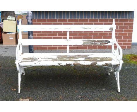 Cast iron &amp; wooden garden bench, 150 cm wide appx. 