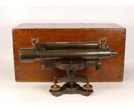 J Halden &amp; Co theodolite set within non matching wooden box, length of item 33cm 