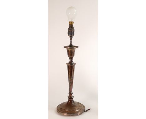 Large hallmarked silver lamp, measures 36cm high with a base of 16.5 cm diameter.  Clearly hallmarked Sheffield 1912, and app