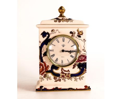 Masons Blue Mandalay patterned Mantle Clock, height 20cm 
