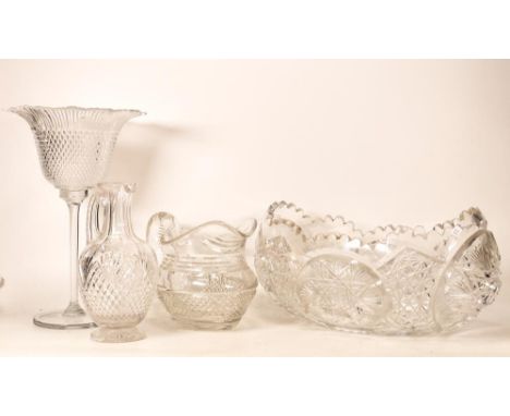 A collection of Quality Lead Cut Jug, Carafe , Centrepiece Bow &amp; display glass , tallest 29cm(4) 