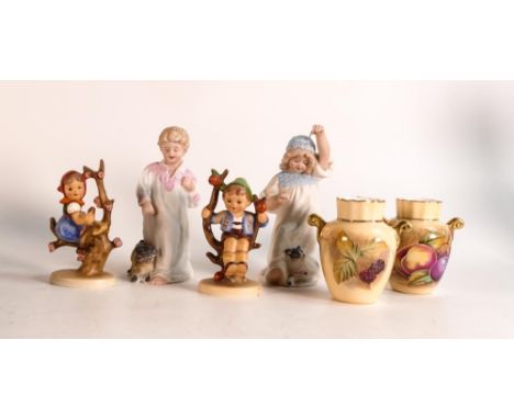 A mixed collection of items to include Aynsley Orchard Gold patterned vases, Goebel Apple Girl &amp; Apple Boy figures &amp; 