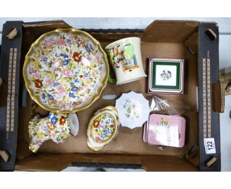 A mixed collection of items to include damaged Hammersley floral &amp; gilt decorated jug, fruit bowl &amp; lidded sugar bowl