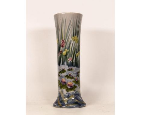 Cobridge Stoneware Vase decorated with Bulrushes , signed CD / AH 1999, height 25cm 
