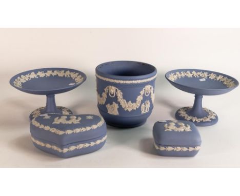 Wedgwood Jasperware small planter, two comports Royal Commemorative lidded boxes , tallest 11cm(5) 
