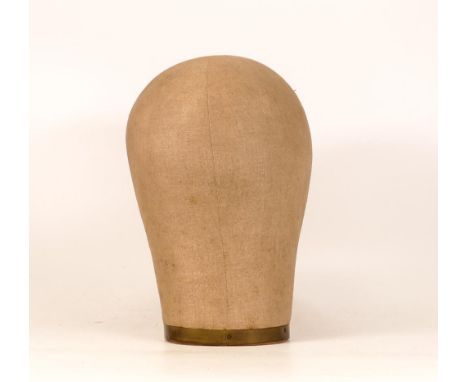 Vintage Canvas C Mannequin Head Hat / Wig Makers Mould , marked London to base, height 25cm &amp; approx Circumference 23cm 