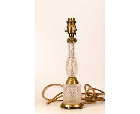 Early 20th Century Crystal and Gilt Table Lamp with Bakelite switch and braided cord. Nibbles to glass base. Height: 29cm 