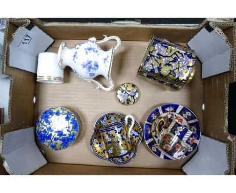 A mixed collection of items to include Coalport early blue &amp; gilt decorated cup &amp; saucer, 19th century Imari decorate