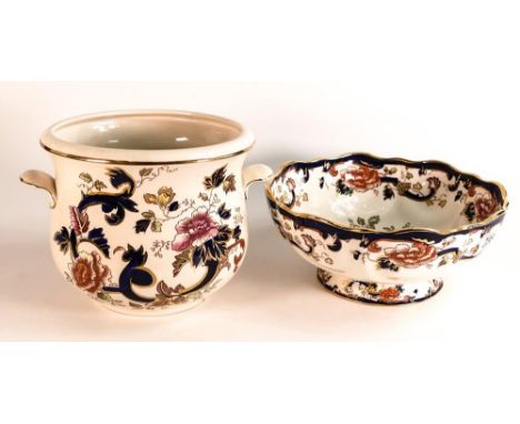 Masons Blue Mandalay patterned  Large Fruit Bowl (a/f) &amp; Planter, height of tallest 18cm(2) 