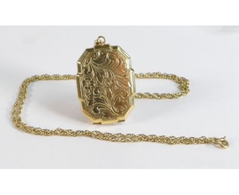 Quality 9ct gold shaped pendant &amp; chain, 13.9g. 