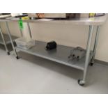 2-Level Mobile Stainless Steel Worktable with lower shelf, lockable casters, polished SS Surface