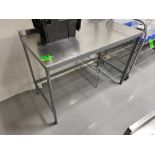 Steel Table with Stainless Steel Surface and Backsplash, 35.5" H x 25.5" D x 50"L