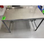 Steel Table with Stainless Steel Surface and Backsplash, 35.5" H x 25.5" D x 50"L