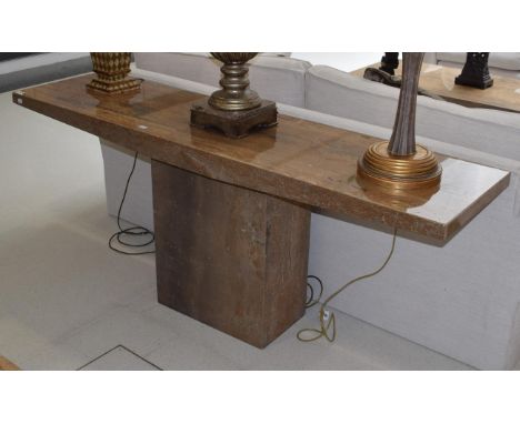 A travertine console table, retailed by Barker &amp; Stonehouse, 181cm wide 