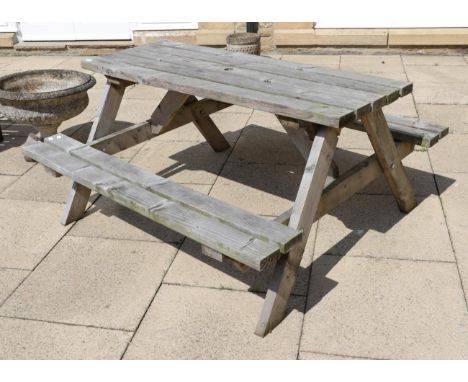 A garden picnic bench