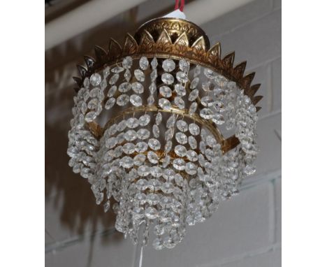 A lustre drop ceiling light, together with another similar 