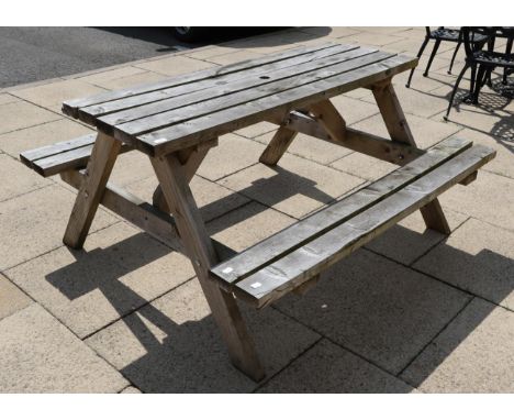 A garden picnic bench